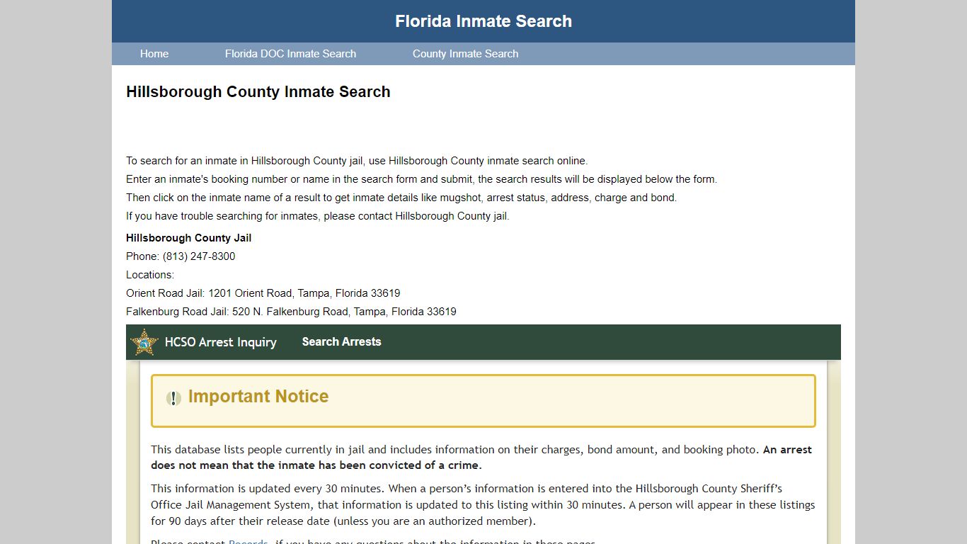 Hillsborough County Inmate Search